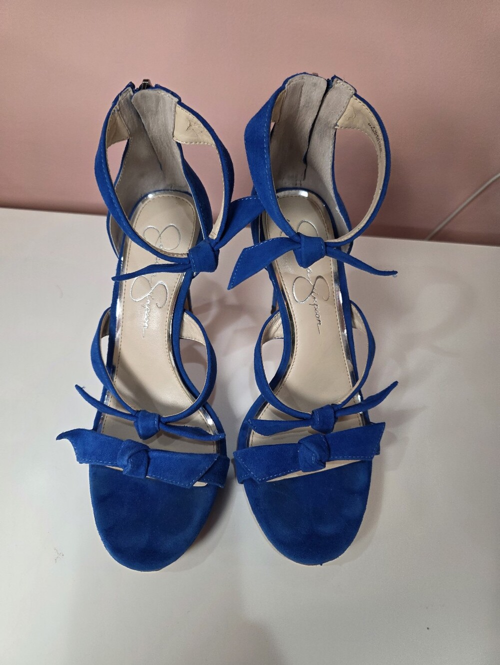 Jessica Simpson Kaycie Cobalt Blue Suede Bow Heels Size 7.5
